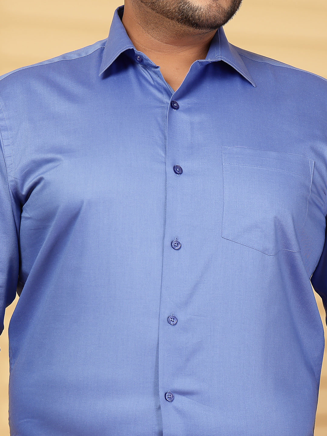 Plus Size Men Dark Blue Formal Shirt