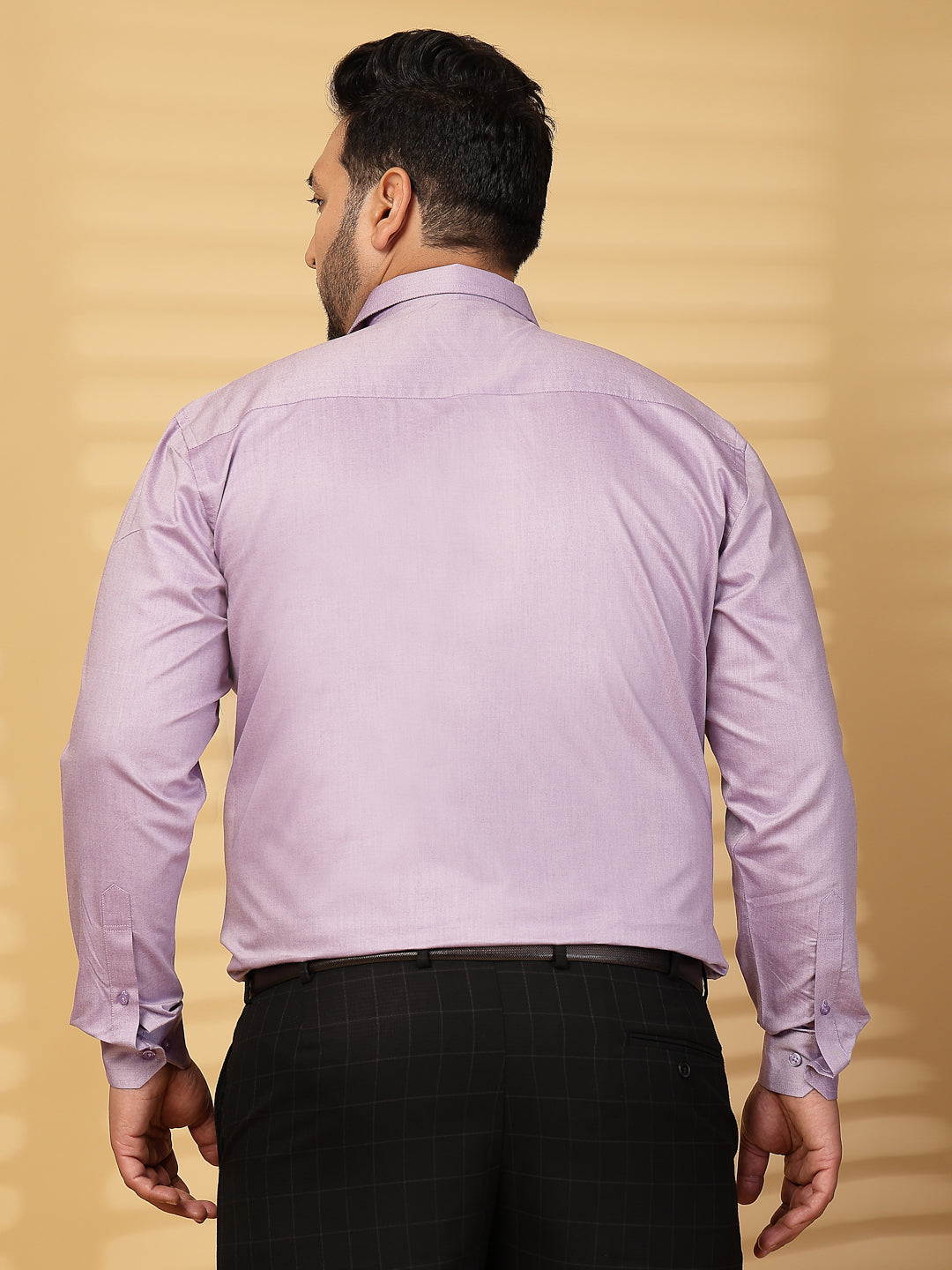 Plus Size Men Purple Comfort Regular Fit Solid Formal Shirt