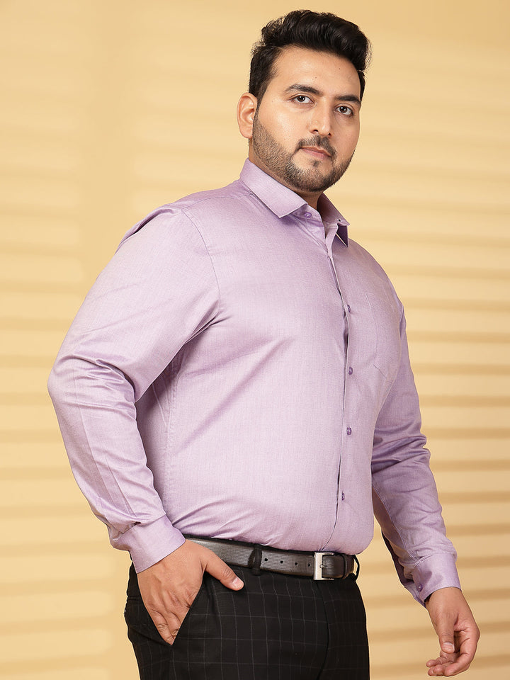 Plus Size Men Purple Comfort Regular Fit Solid Formal Shirt