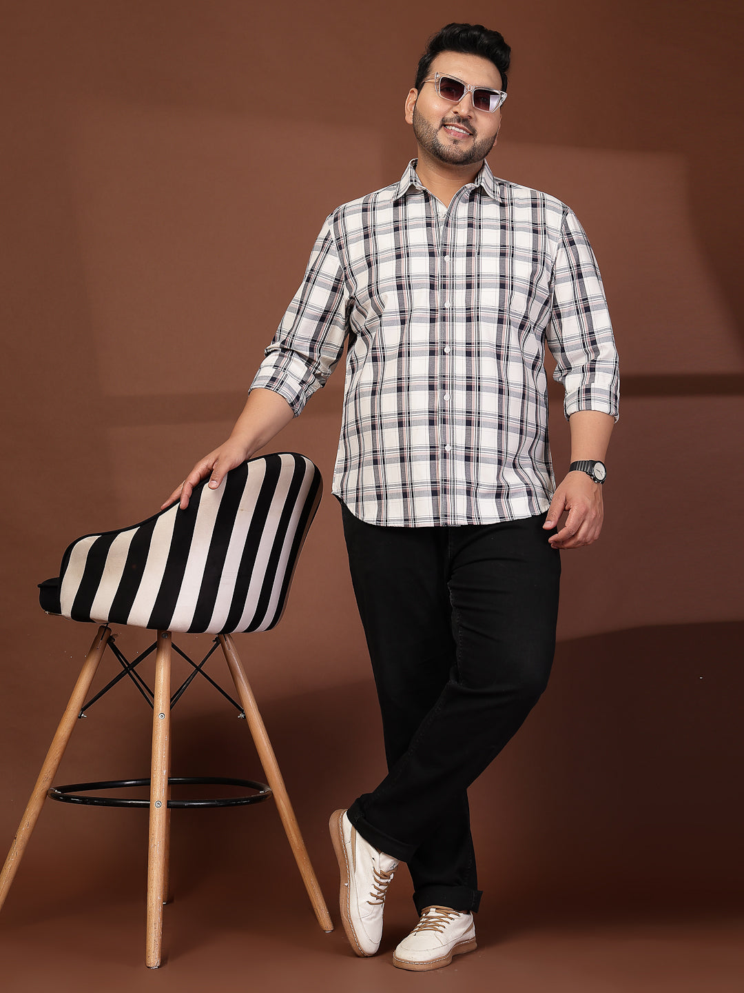 Plus Size Men Striped Polo Collar Cotton T-shirt