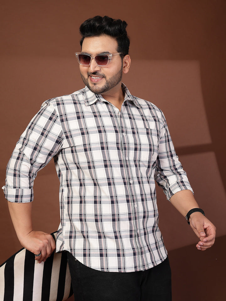 Plus Size Men Striped Polo Collar Cotton T-shirt