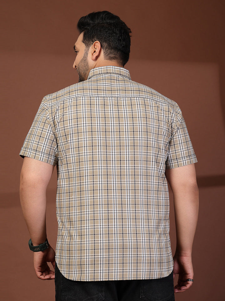 Plus Size Men Opaque Checked Casual Shirt
