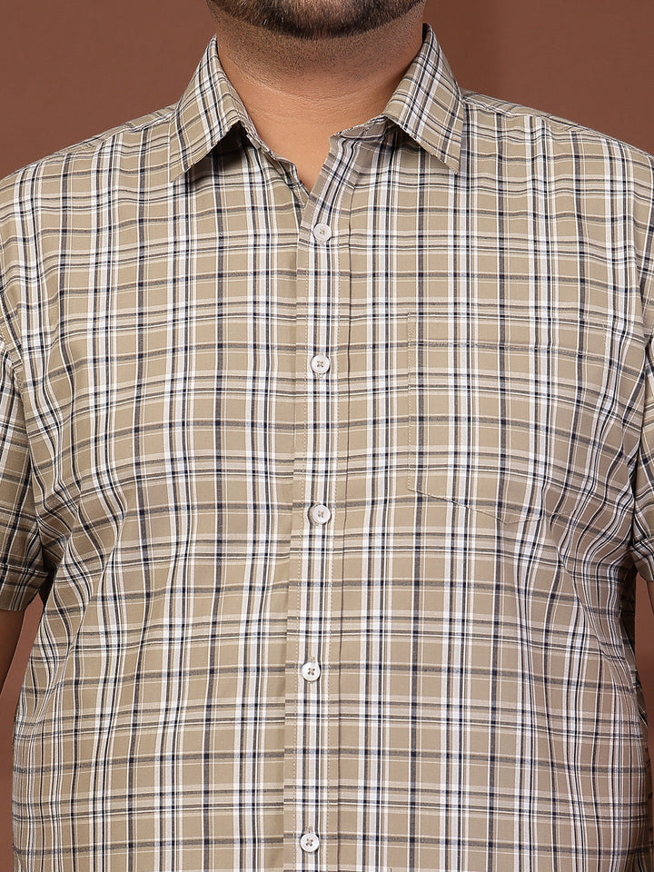 Plus Size Men Opaque Checked Casual Shirt