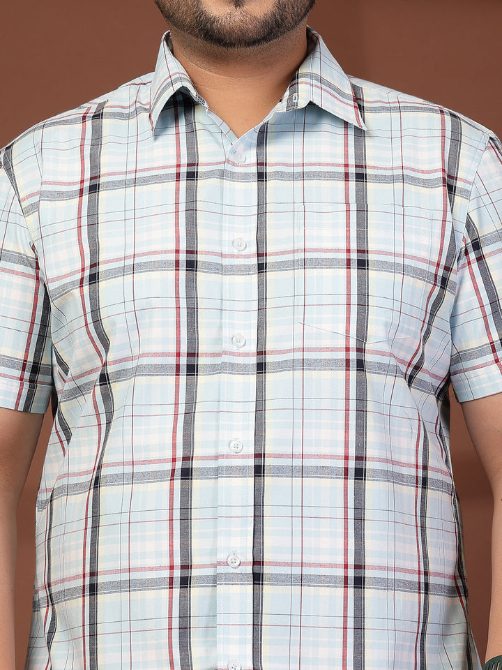 Plus Size Men Opaque Checked Casual Shirt
