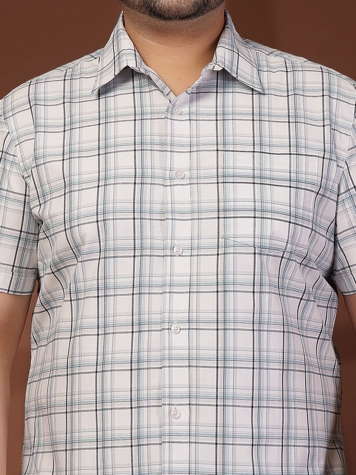 Plus Size Men Opaque Checked Casual Shirt