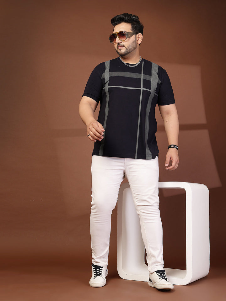Plus Size Men Printed Regular Fit Cotton T-shirt