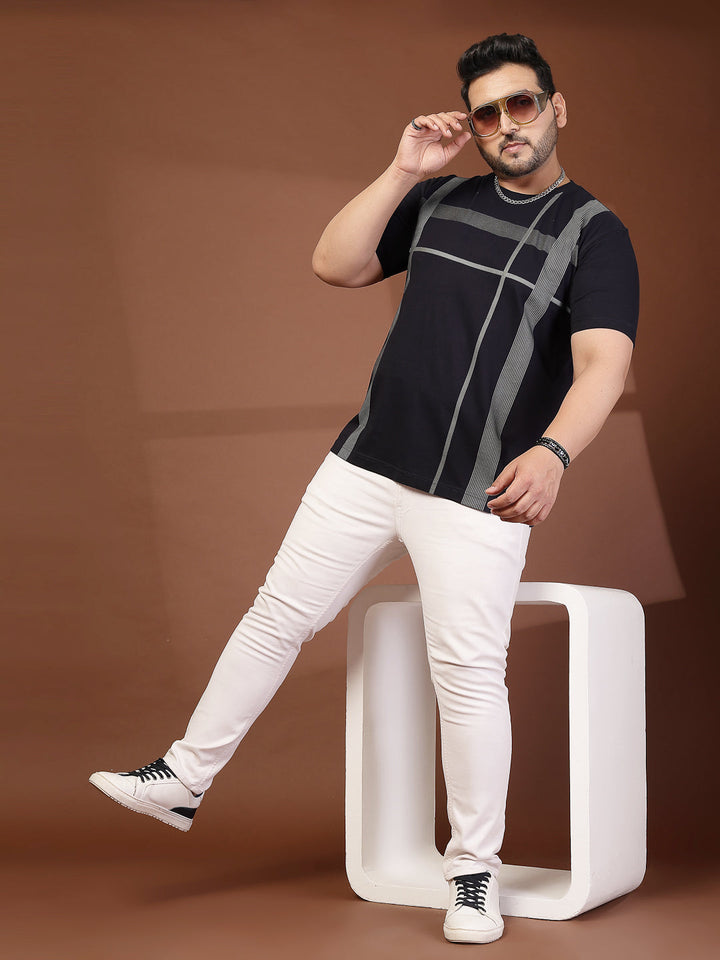 Plus Size Men Printed Regular Fit Cotton T-shirt