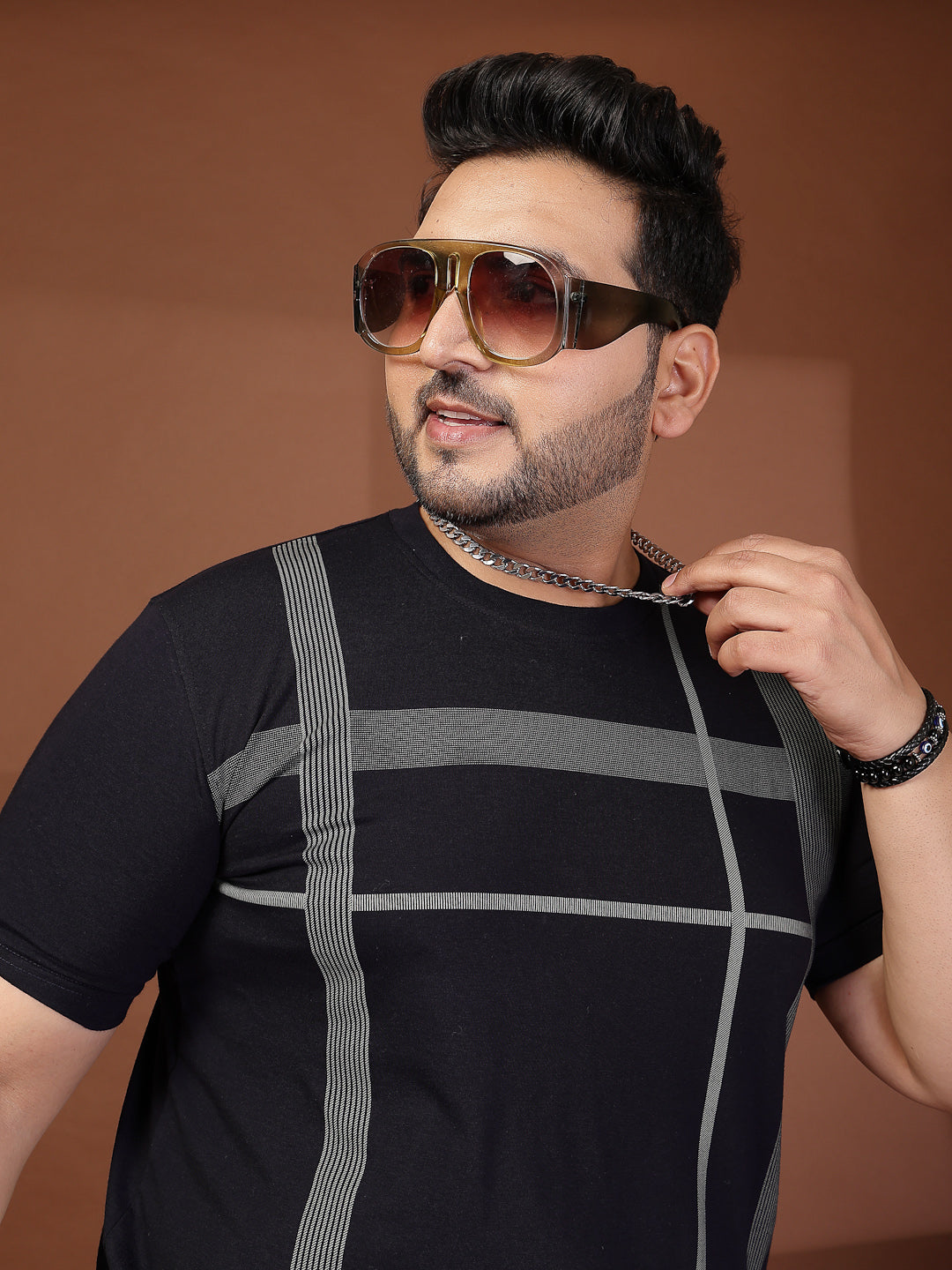 Plus Size Men Printed Regular Fit Cotton T-shirt