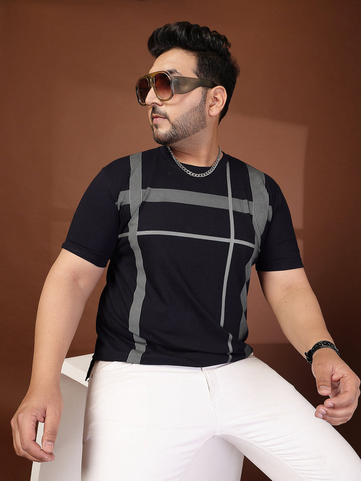 Plus Size Men Printed Regular Fit Cotton T-shirt