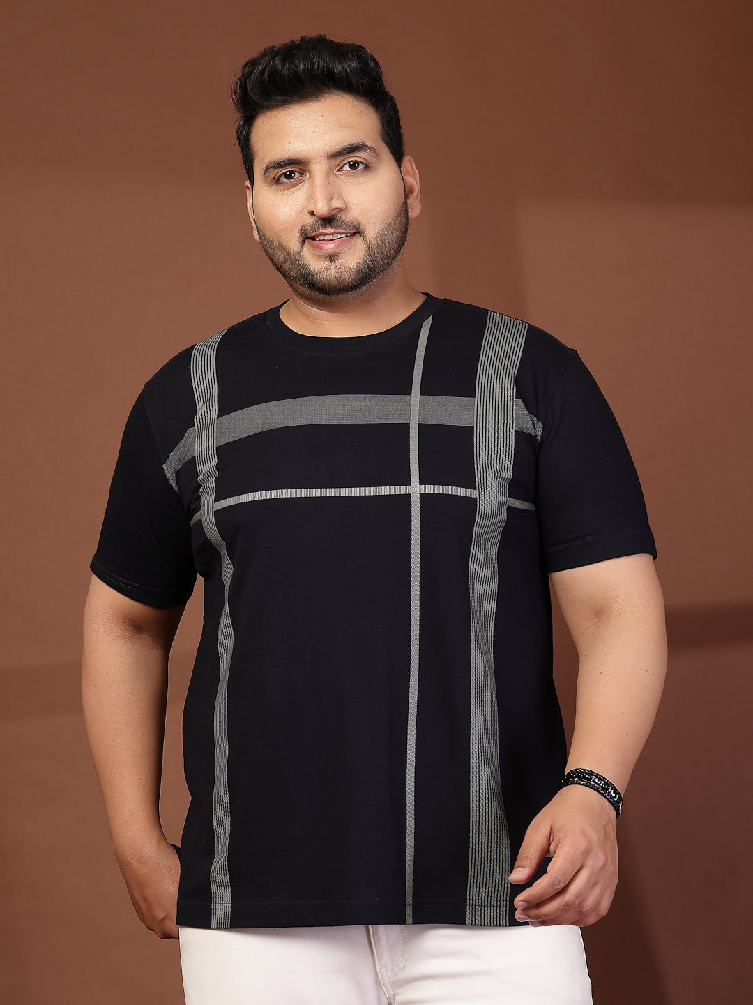 Plus Size Men Printed Regular Fit Cotton T-shirt