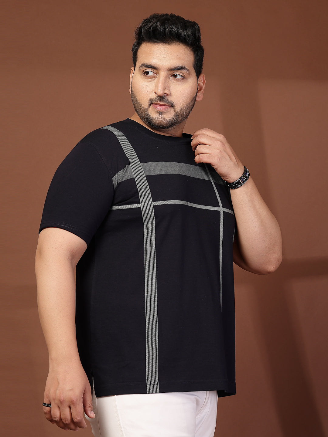 Plus Size Men Printed Regular Fit Cotton T-shirt