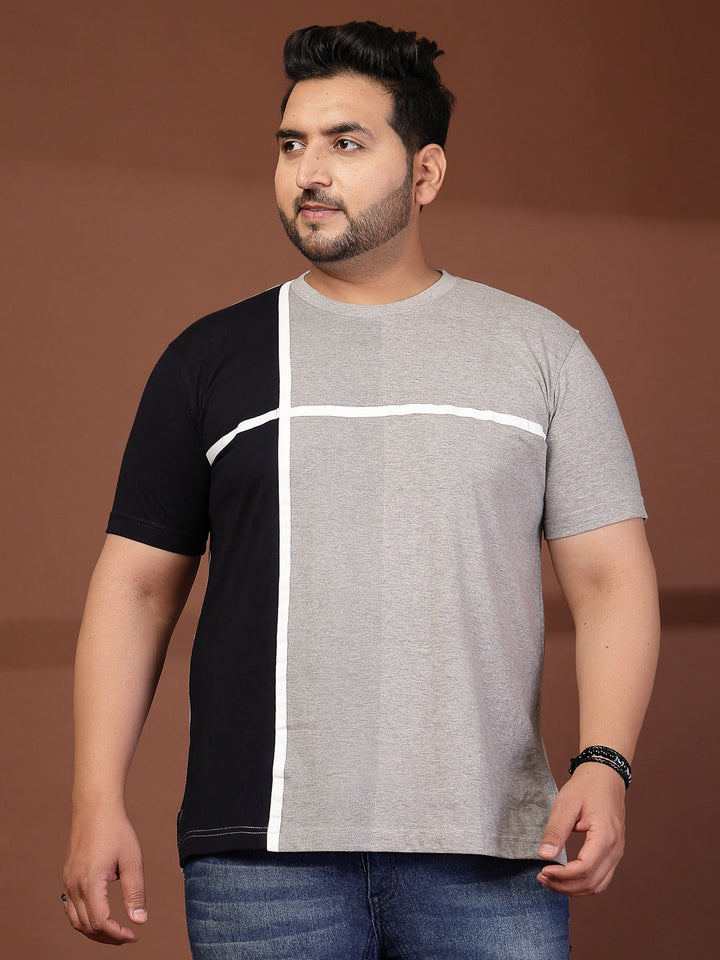 Plus Size Men Colourblocked T-shirt