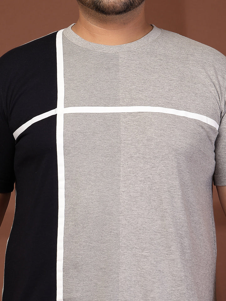 Plus Size Men Colourblocked T-shirt