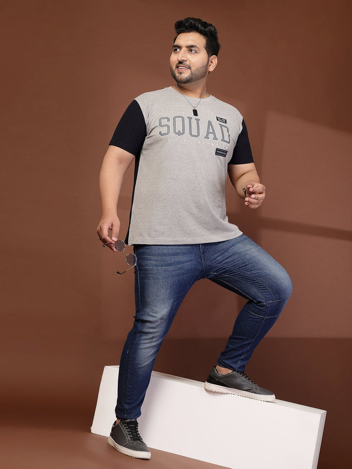 Plus Size Men Colourblocked T-shirt