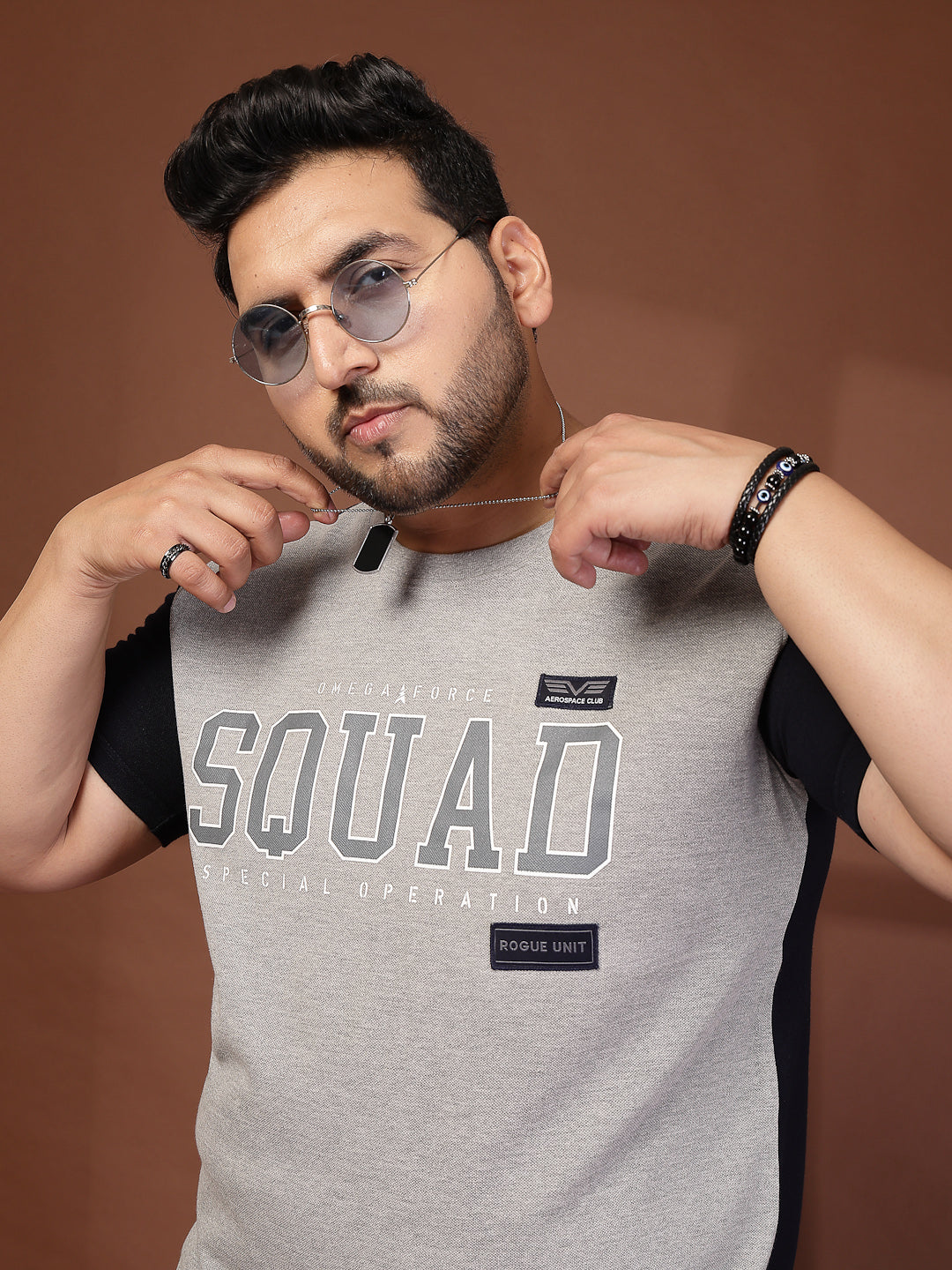 Plus Size Men Colourblocked T-shirt