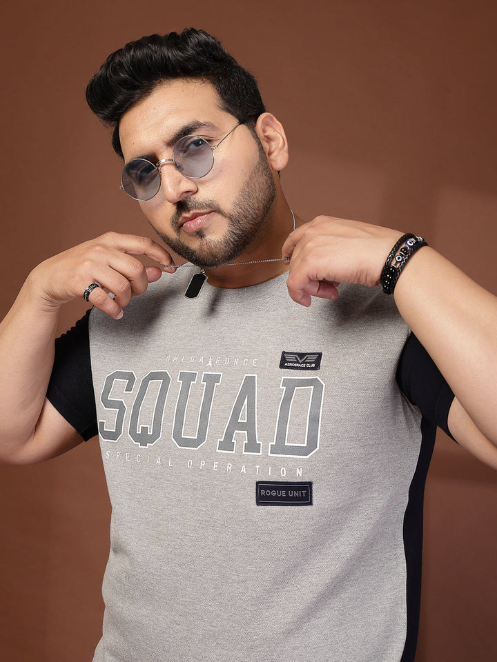 Plus Size Men Colourblocked T-shirt