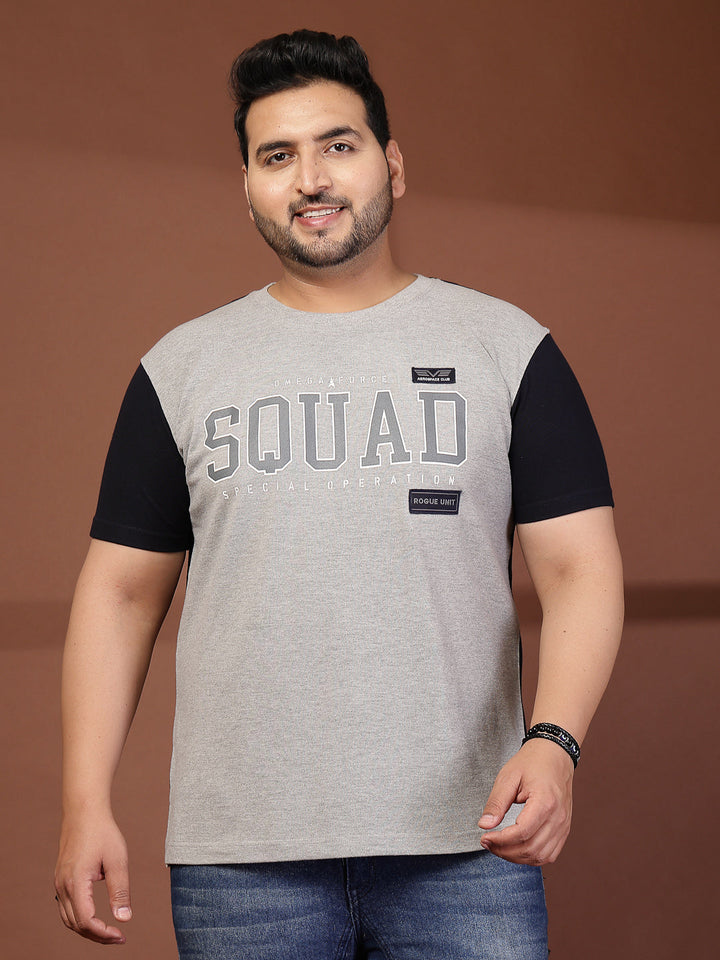 Plus Size Men Colourblocked T-shirt