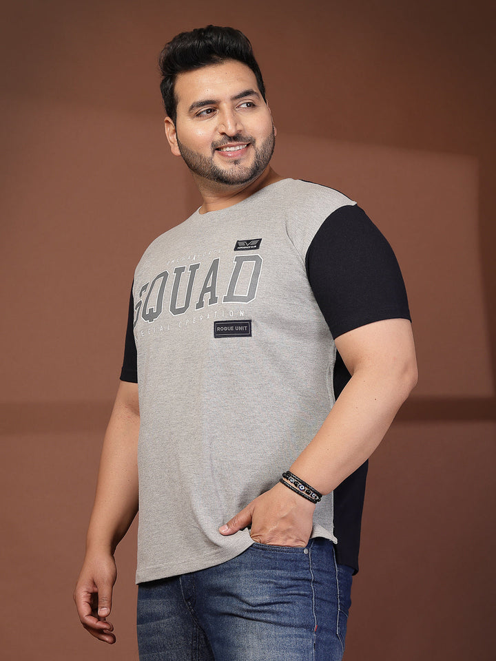 Plus Size Men Colourblocked T-shirt