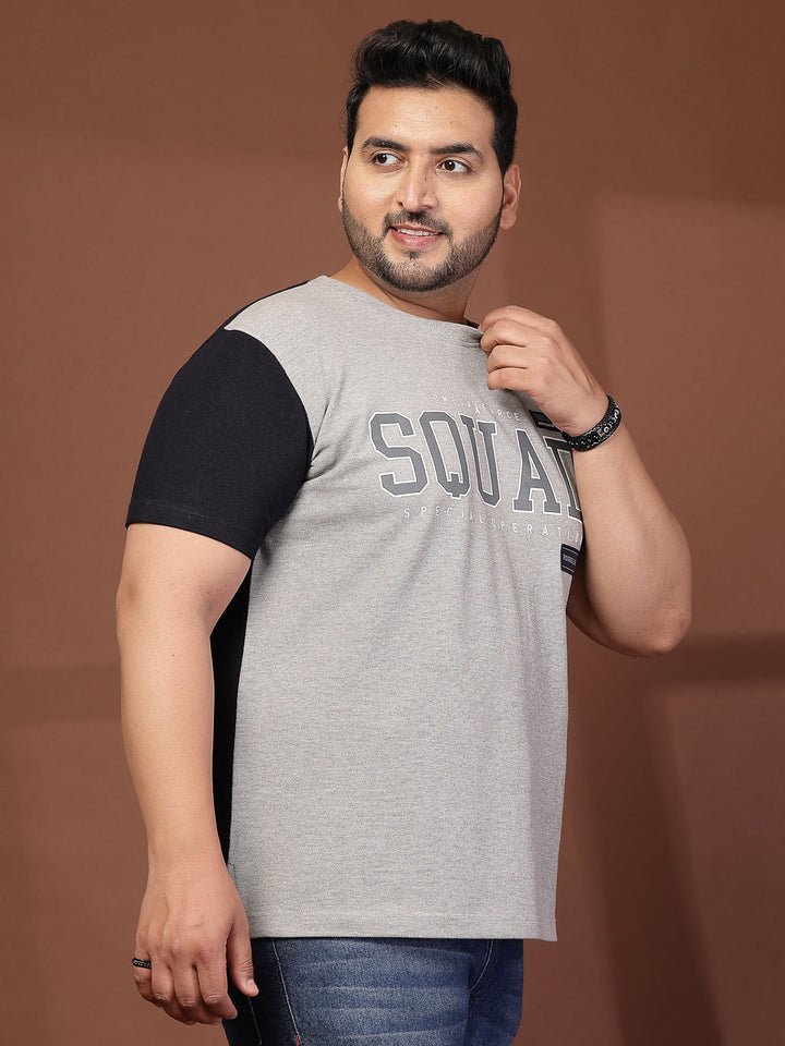Plus Size Men Colourblocked T-shirt