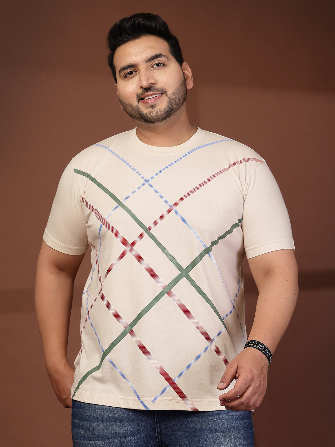 Plus Size Men Striped T-shirt