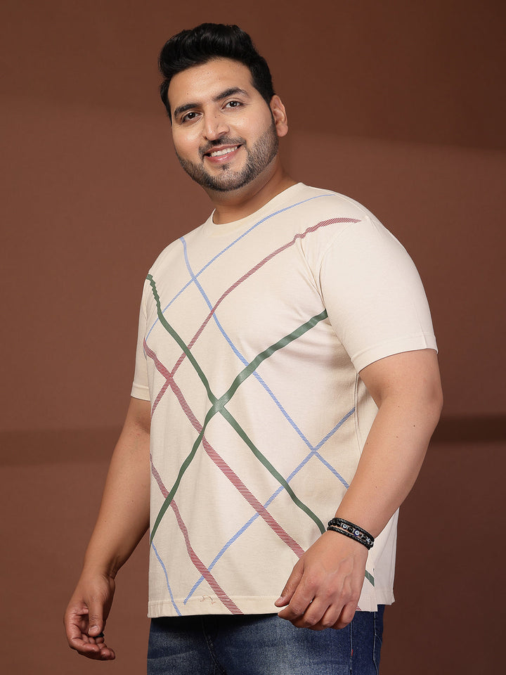 Plus Size Men Striped T-shirt