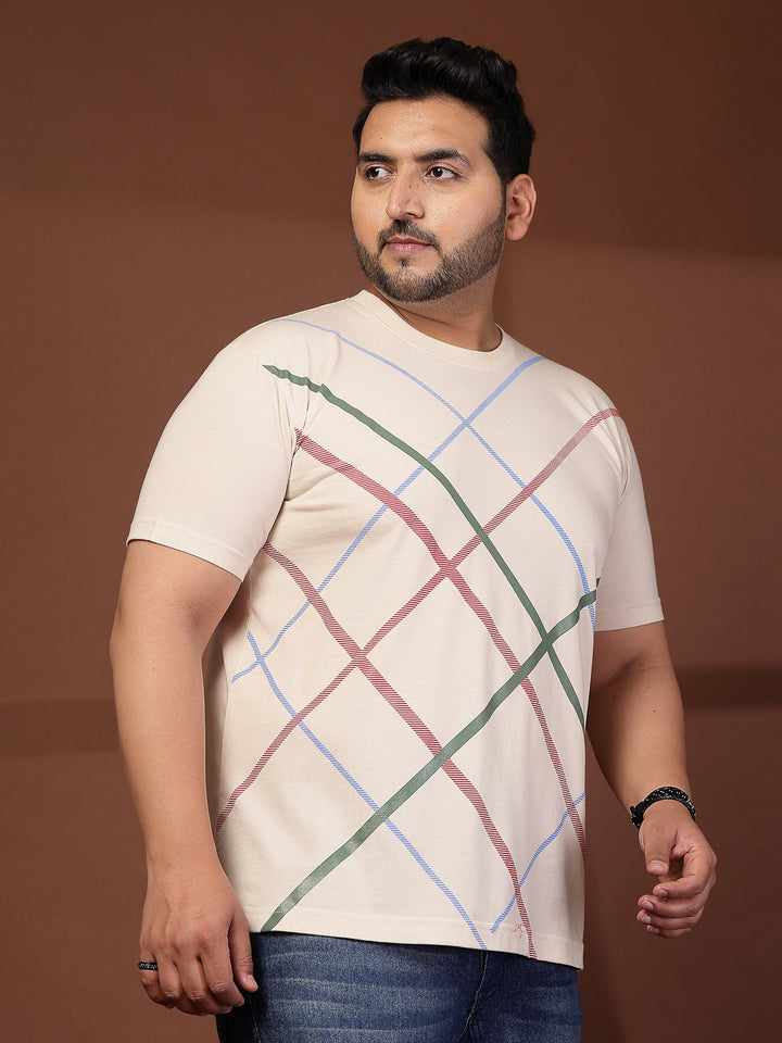 Plus Size Men Striped T-shirt