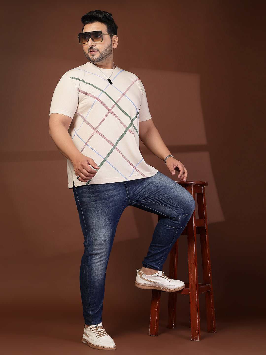 Plus Size Men Striped T-shirt