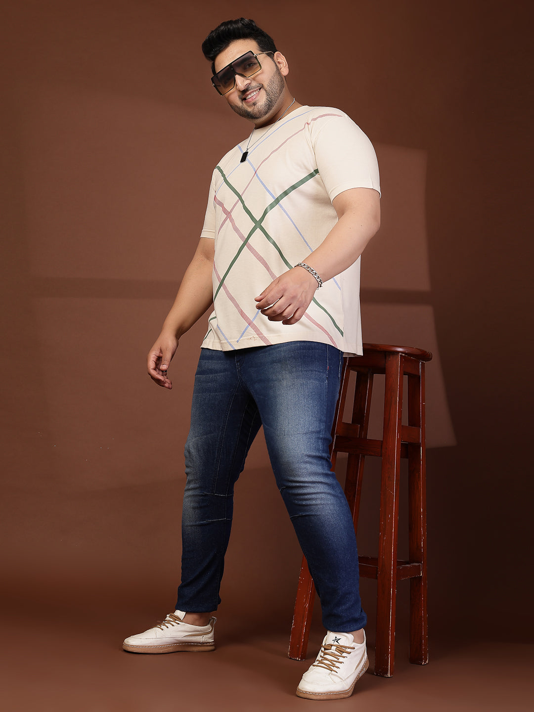Plus Size Men Striped T-shirt