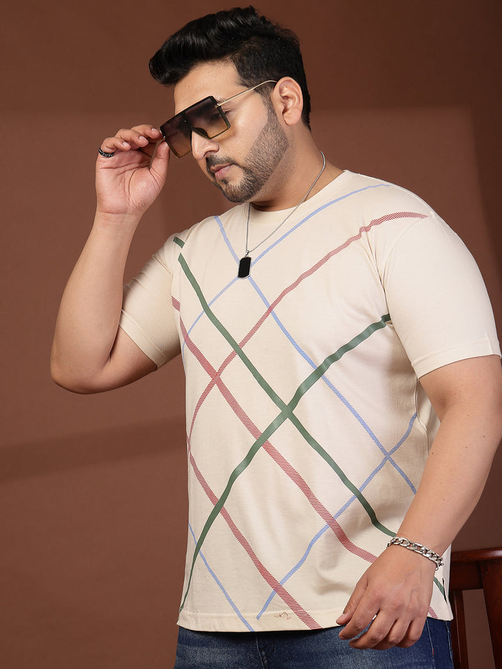 Plus Size Men Striped T-shirt