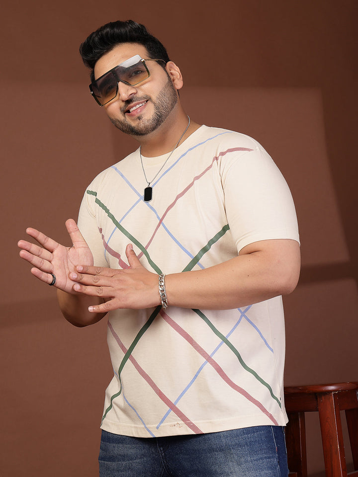 Plus Size Men Striped T-shirt