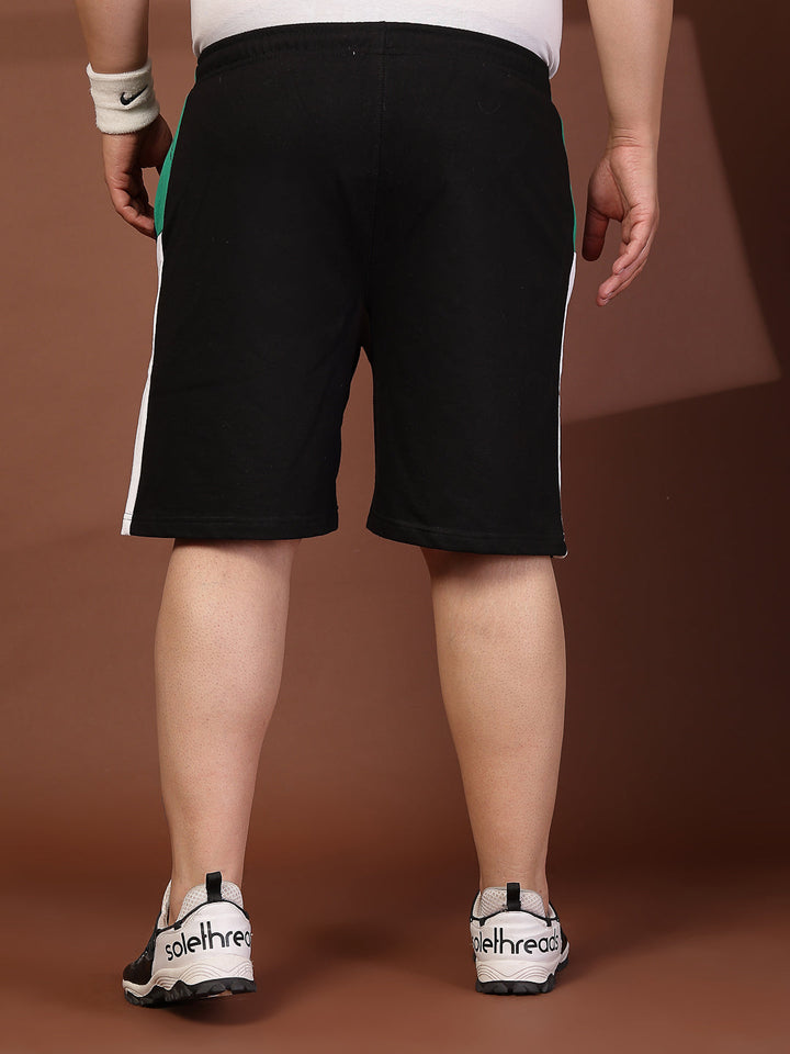 Plus Size Men Black Typography Printed Mid-Rise Regular  Shorts