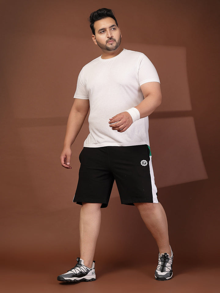 Plus Size Men Black Typography Printed Mid-Rise Regular  Shorts