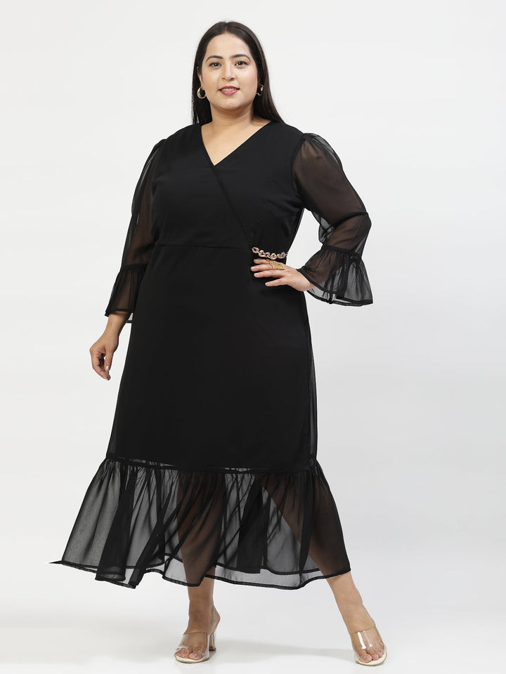 Plus Size  Bell Sleeve Midi Dress