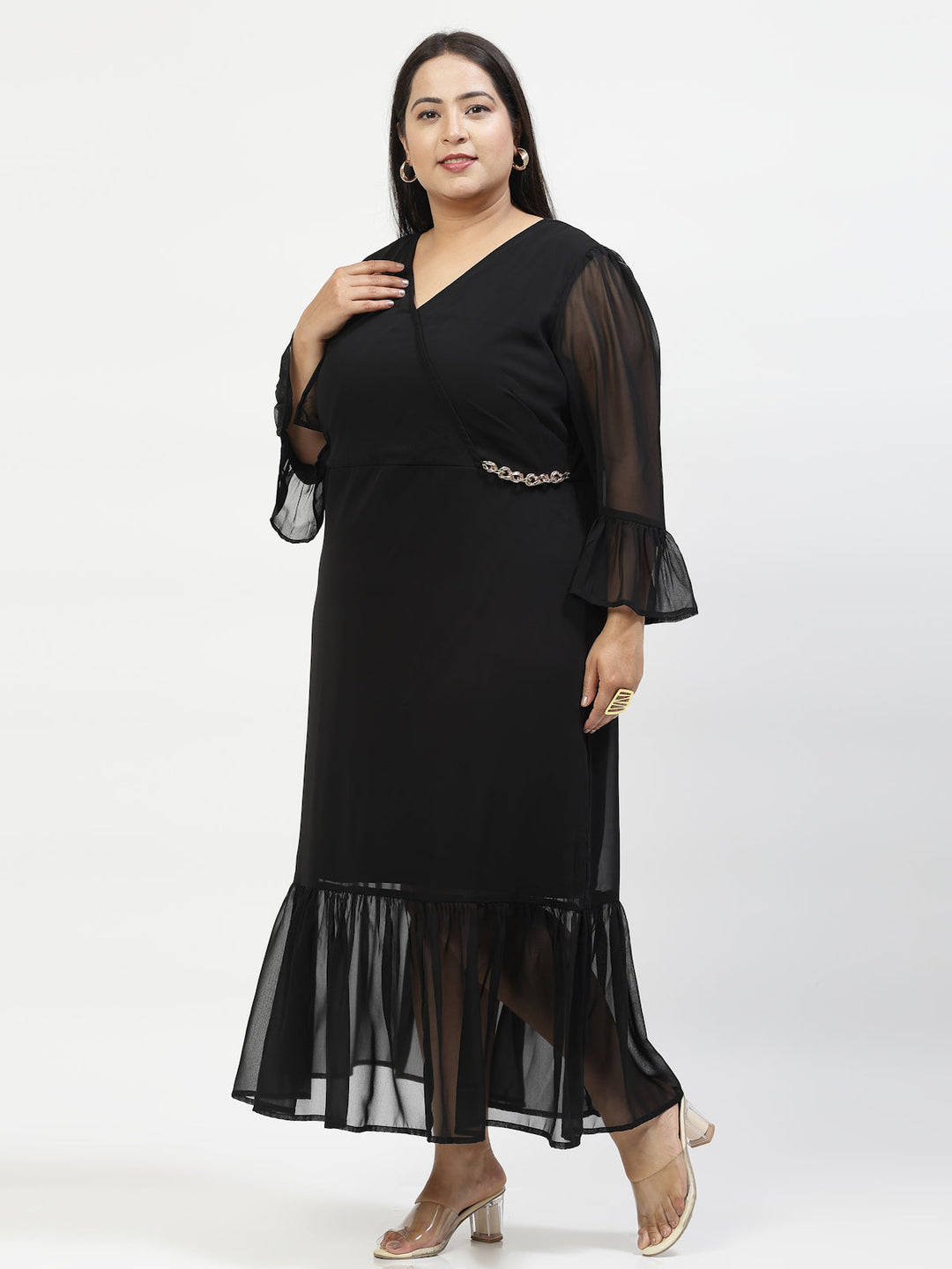 Plus Size  Bell Sleeve Midi Dress