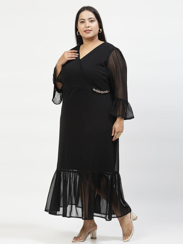 Plus Size  Bell Sleeve Midi Dress