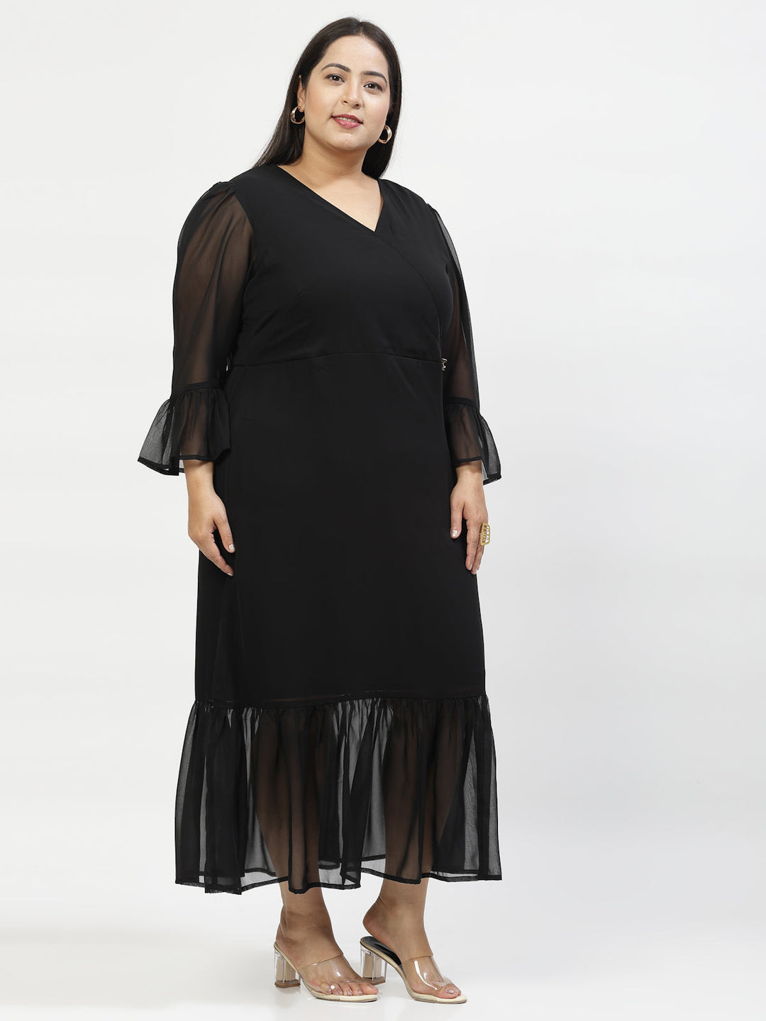 Plus Size  Bell Sleeve Midi Dress