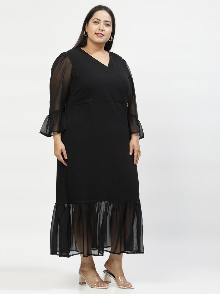 Plus Size  Bell Sleeve Midi Dress