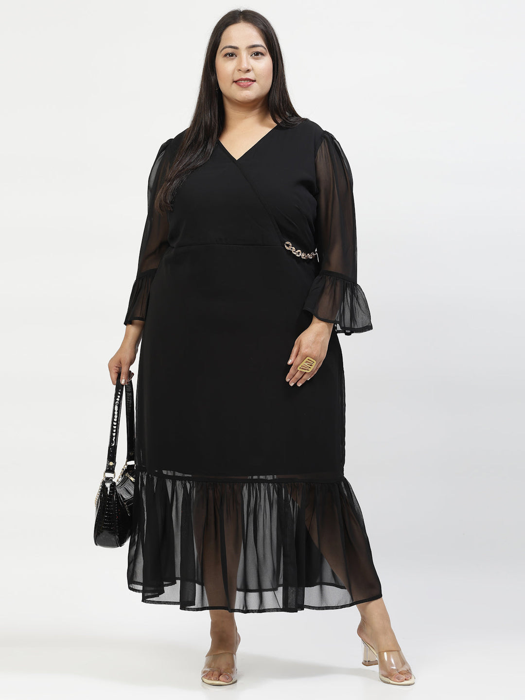 Plus Size  Bell Sleeve Midi Dress