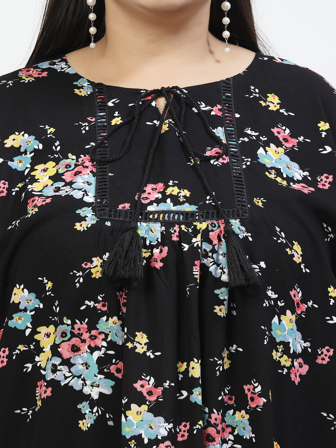 Plus Size Floral Print Bell Sleeve Top