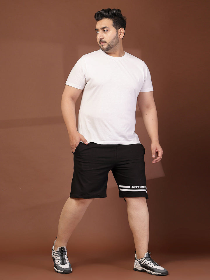 Plus Size Men Black Solid Regular Fit Regular Shorts
