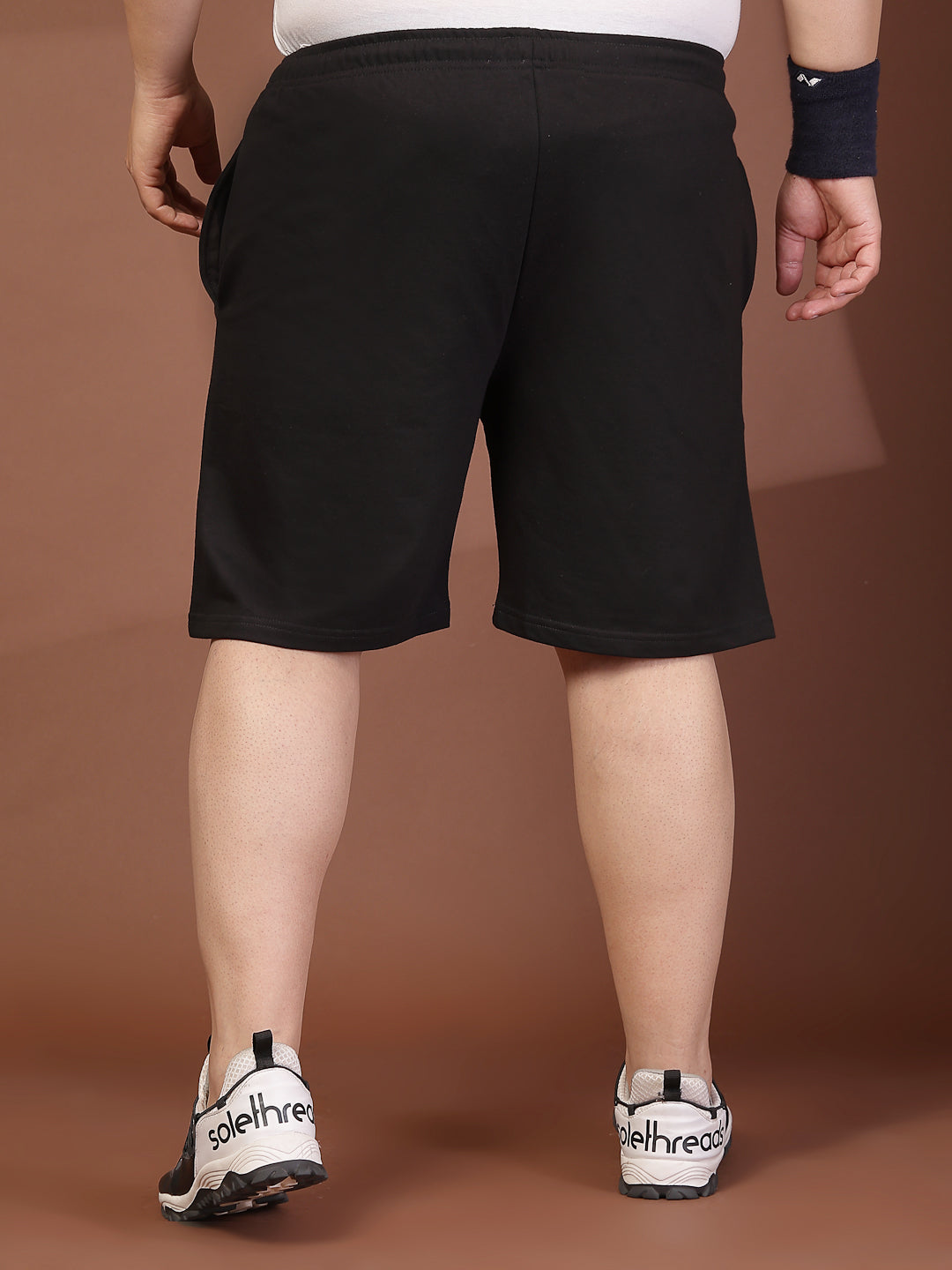 Plus Size Men Black Solid Regular Fit Regular Shorts