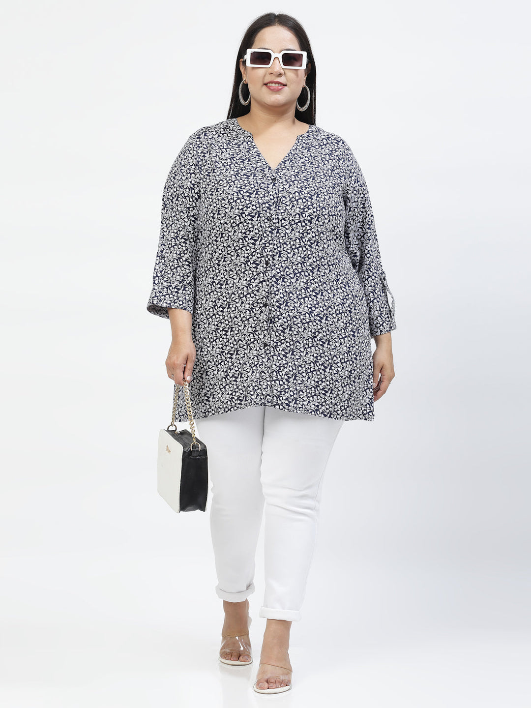 Plus Size Floral Print Top