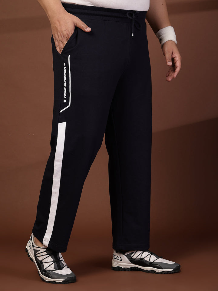 Plus Size Men Mid-Rise Stretchable Track Pants