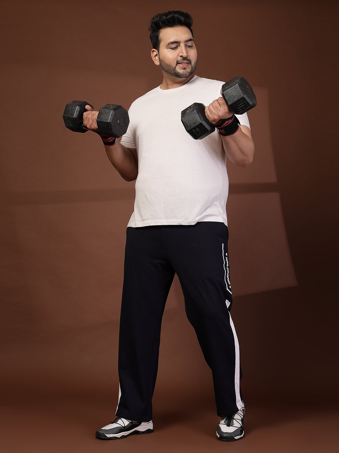 Plus Size Men Mid-Rise Stretchable Track Pants