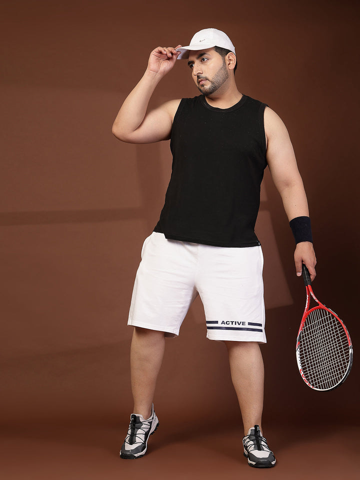 Plus Size Men Solid Sports Shorts