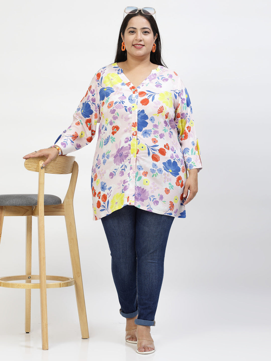Plus Size Floral Print Top