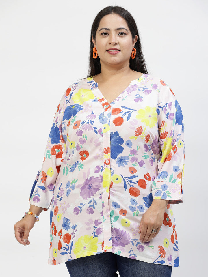 Plus Size Floral Print Top