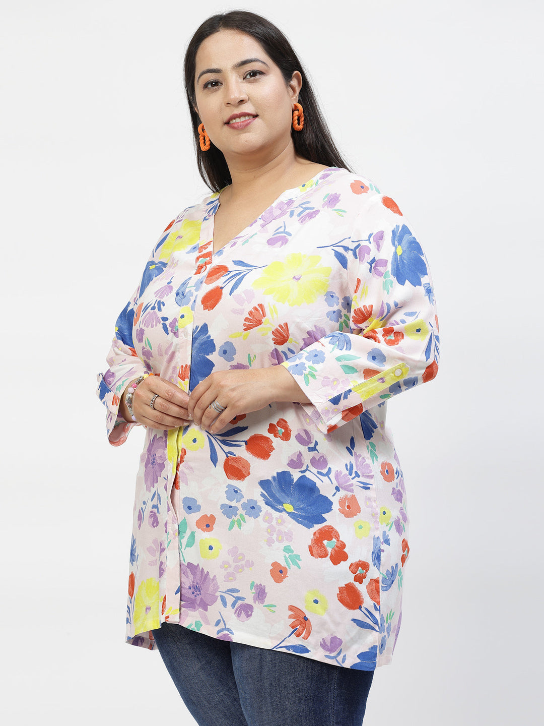 Plus Size Floral Print Top