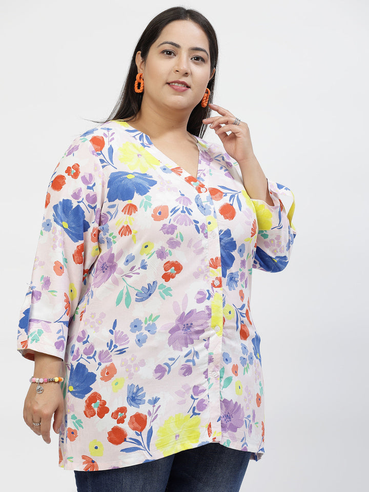 Plus Size Floral Print Top