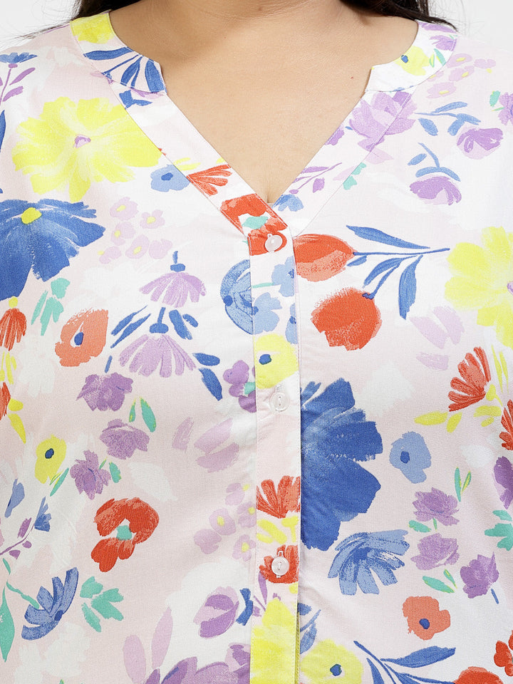 Plus Size Floral Print Top